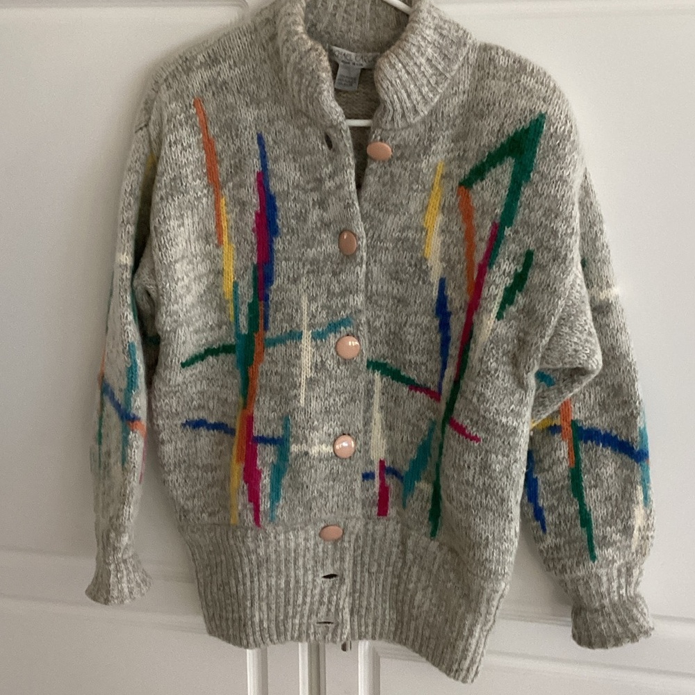70% Mohair Stylish Multicolor Women's Cardigan